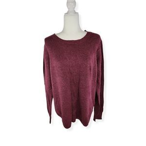 Laura Scott Burgundy Crew Neck sweater XL NWT
